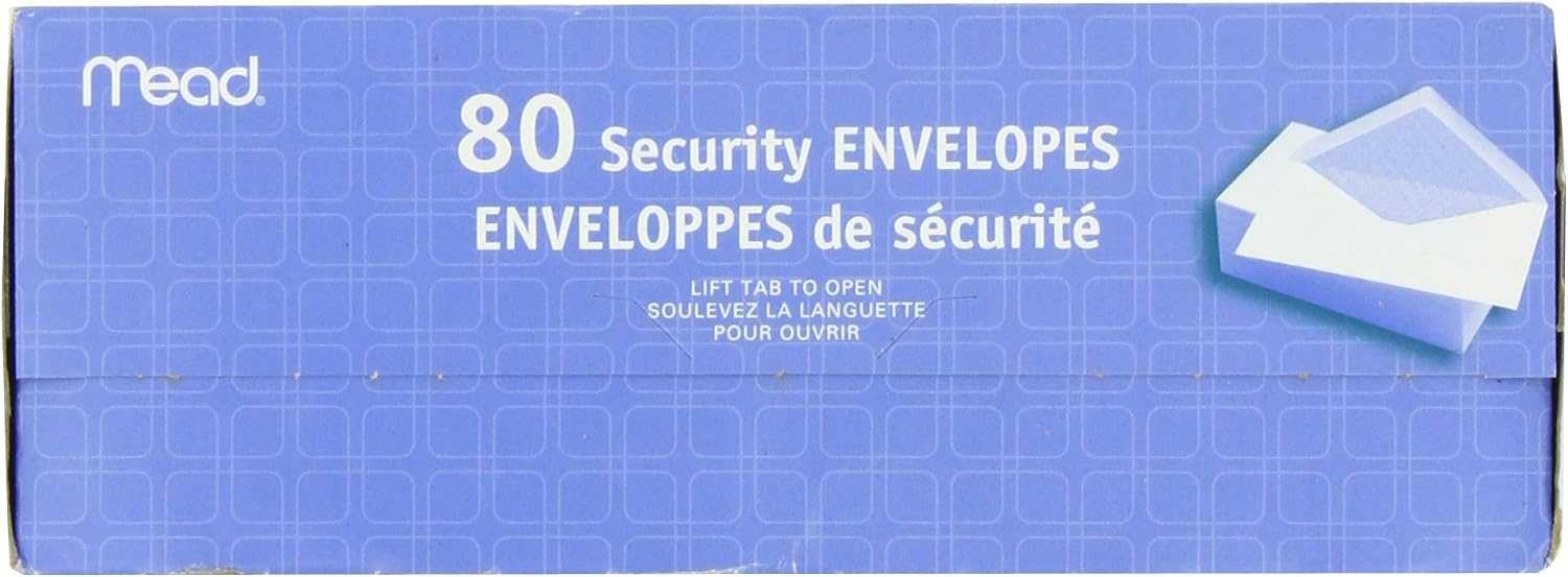 image:imageMead 634 Envelopes 358 x 612 Security Printed Lining for Privacy Gummed Closure White AllPurpose 20lb Paper Mailing Envelopes 80 Count 75212White