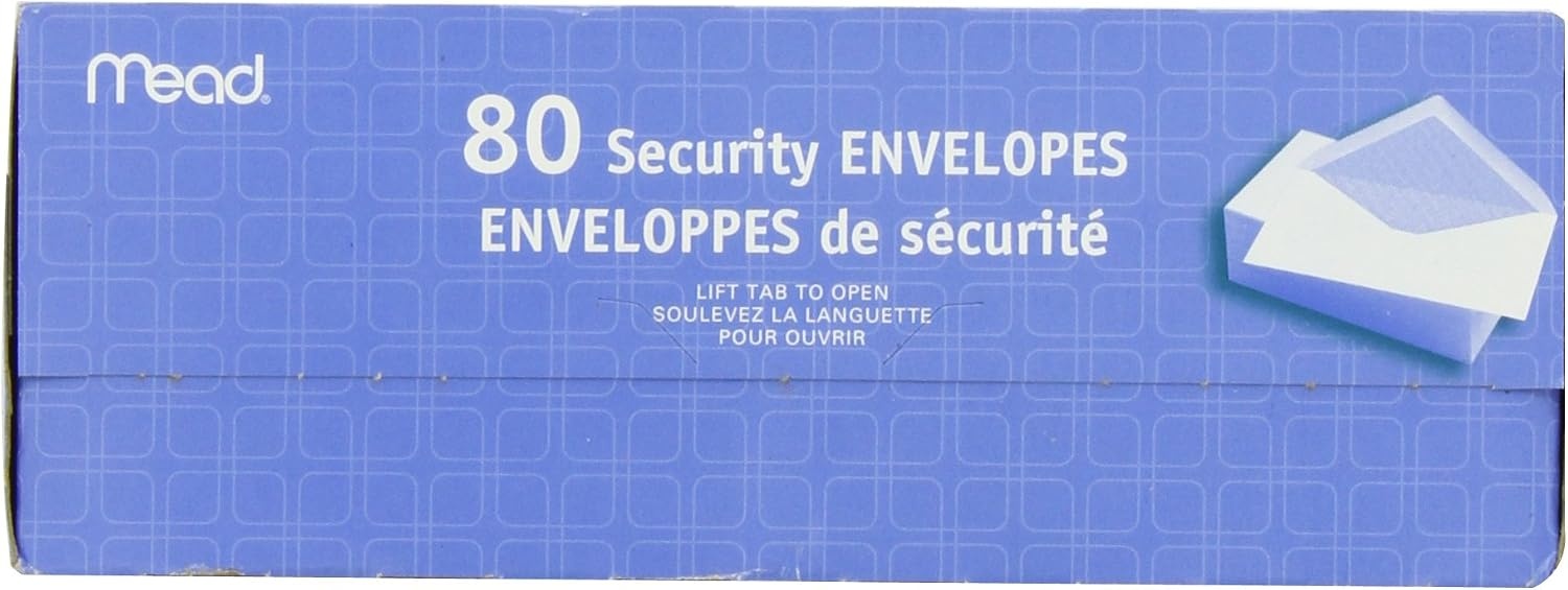 image:imageMead 634 Envelopes 358 x 612 Security Printed Lining for Privacy Gummed Closure White AllPurpose 20lb Paper Mailing Envelopes 80 Count 75212White