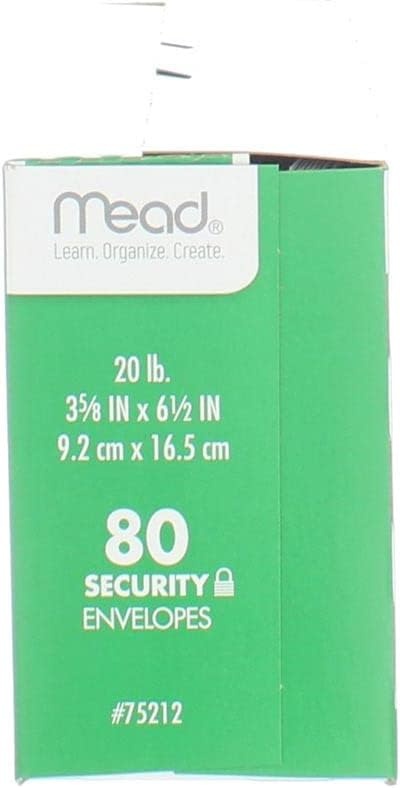 image:imageMead 634 Envelopes 358 x 612 Security Printed Lining for Privacy Gummed Closure White AllPurpose 20lb Paper Mailing Envelopes 80 Count 75212White