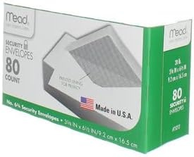 image:imageMead 634 Envelopes 358 x 612 Security Printed Lining for Privacy Gummed Closure White AllPurpose 20lb Paper Mailing Envelopes 80 Count 75212White
