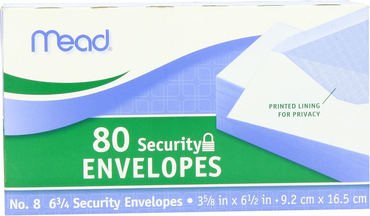 image:imageMead 634 Envelopes 358 x 612 Security Printed Lining for Privacy Gummed Closure White AllPurpose 20lb Paper Mailing Envelopes 80 Count 75212White