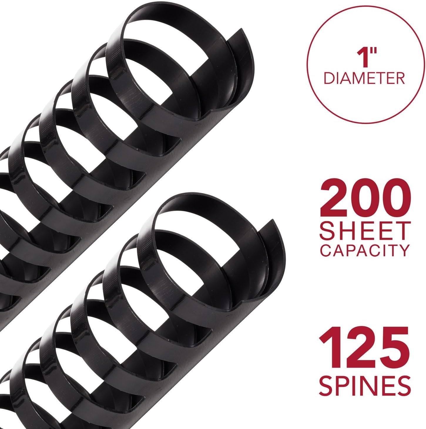 image:imageMead CombBind Binding SpinesSpiralsCoilsCombs 34 150 Sheet Capacity Black 125 Pack 40001361