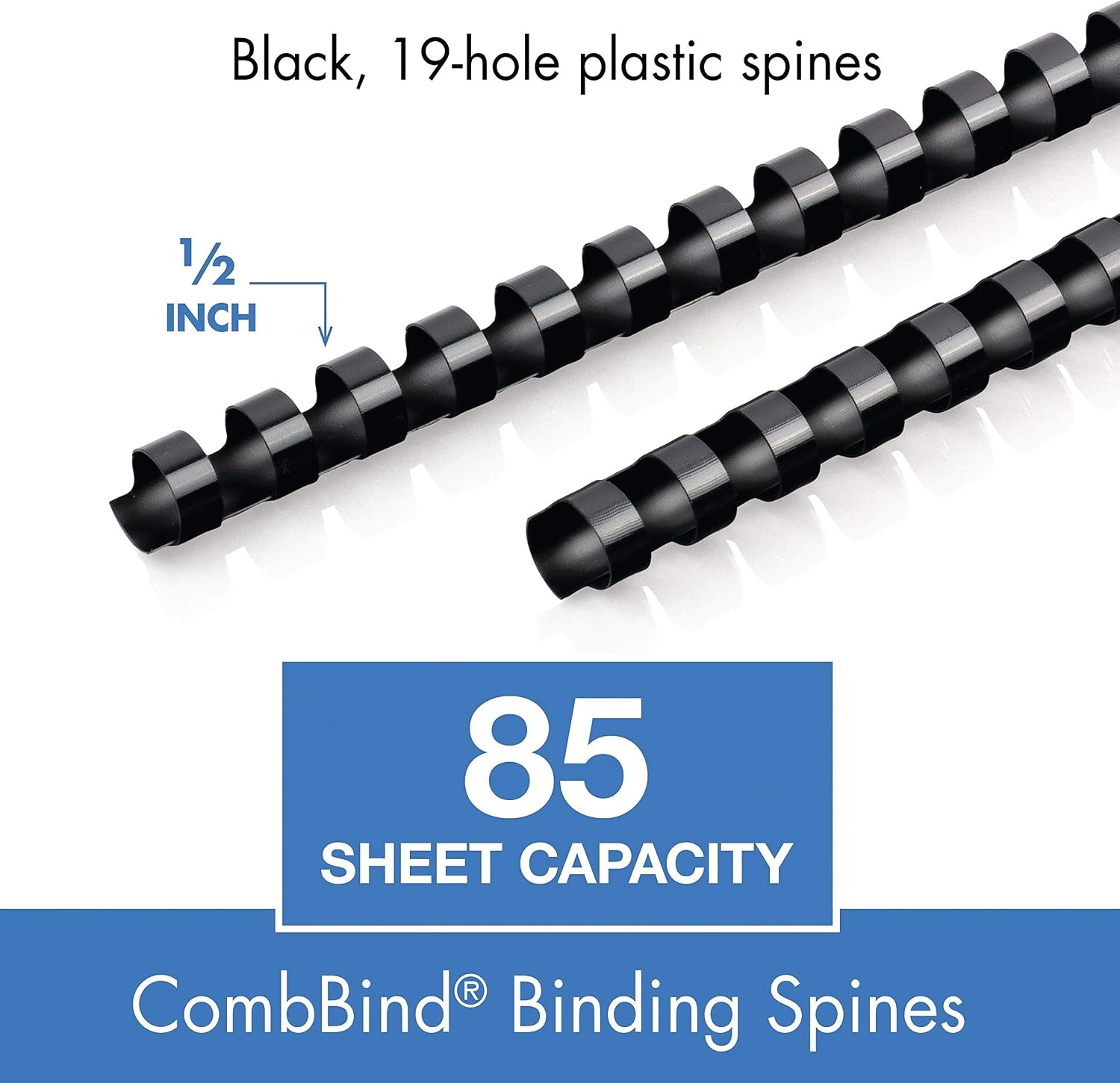 image:imageMead CombBind Binding SpinesSpiralsCoilsCombs 34 150 Sheet Capacity Black 125 Pack 400013612