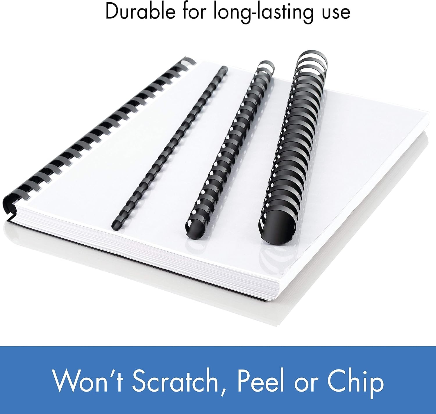 image:imageMead CombBind Binding SpinesSpiralsCoilsCombs 34 150 Sheet Capacity Black 125 Pack 400013612