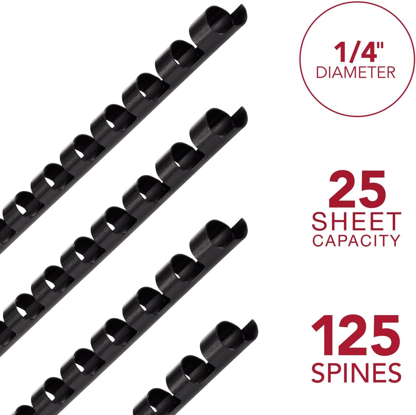 image:imageMead CombBind Binding SpinesSpiralsCoilsCombs 34 150 Sheet Capacity Black 125 Pack 400013614