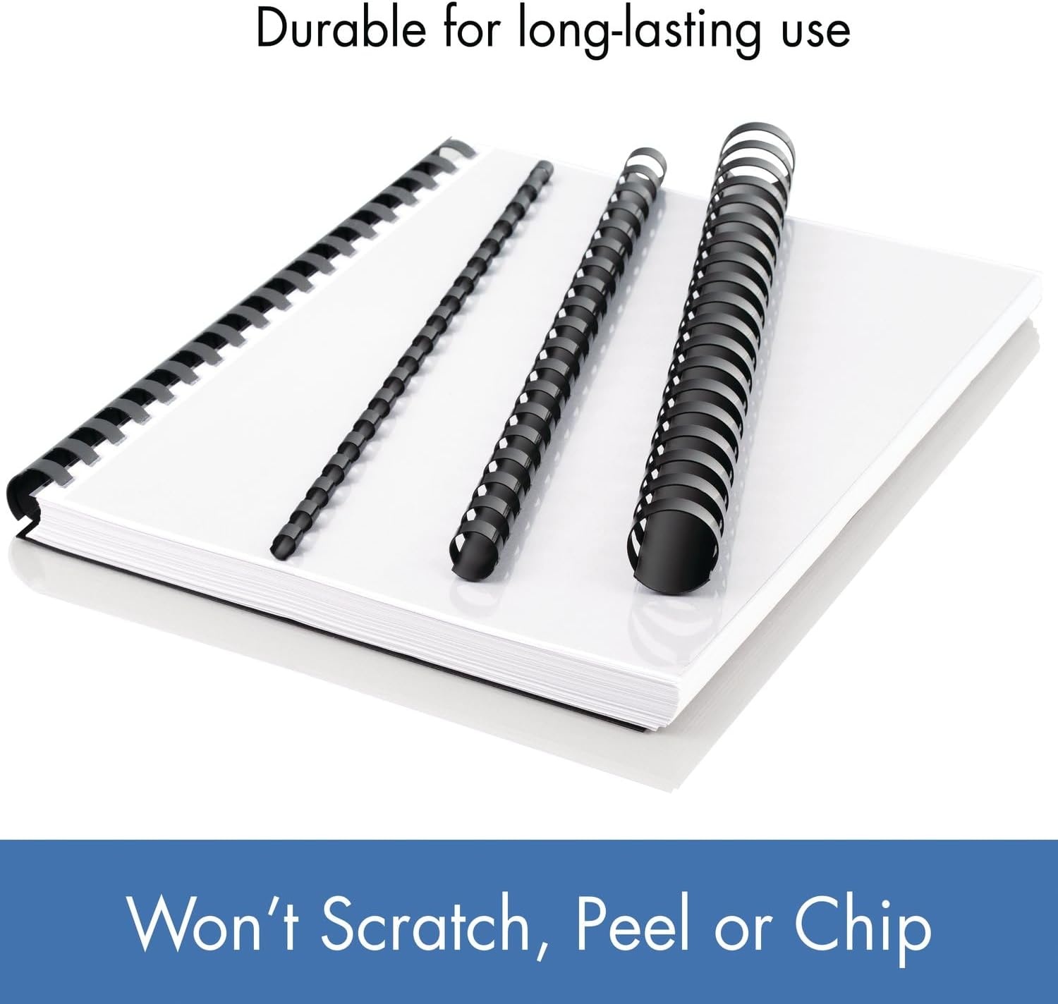 image:imageMead CombBind Binding SpinesSpiralsCoilsCombs 34 150 Sheet Capacity Black 125 Pack 400013634