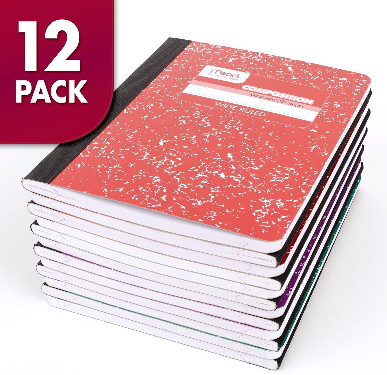 image:imageMead Composition Notebook 12 Pack Wide Ruled Paper 712 x 934 100 Sheets per Comp Book Colors Will Vary 963759Assorted Colors