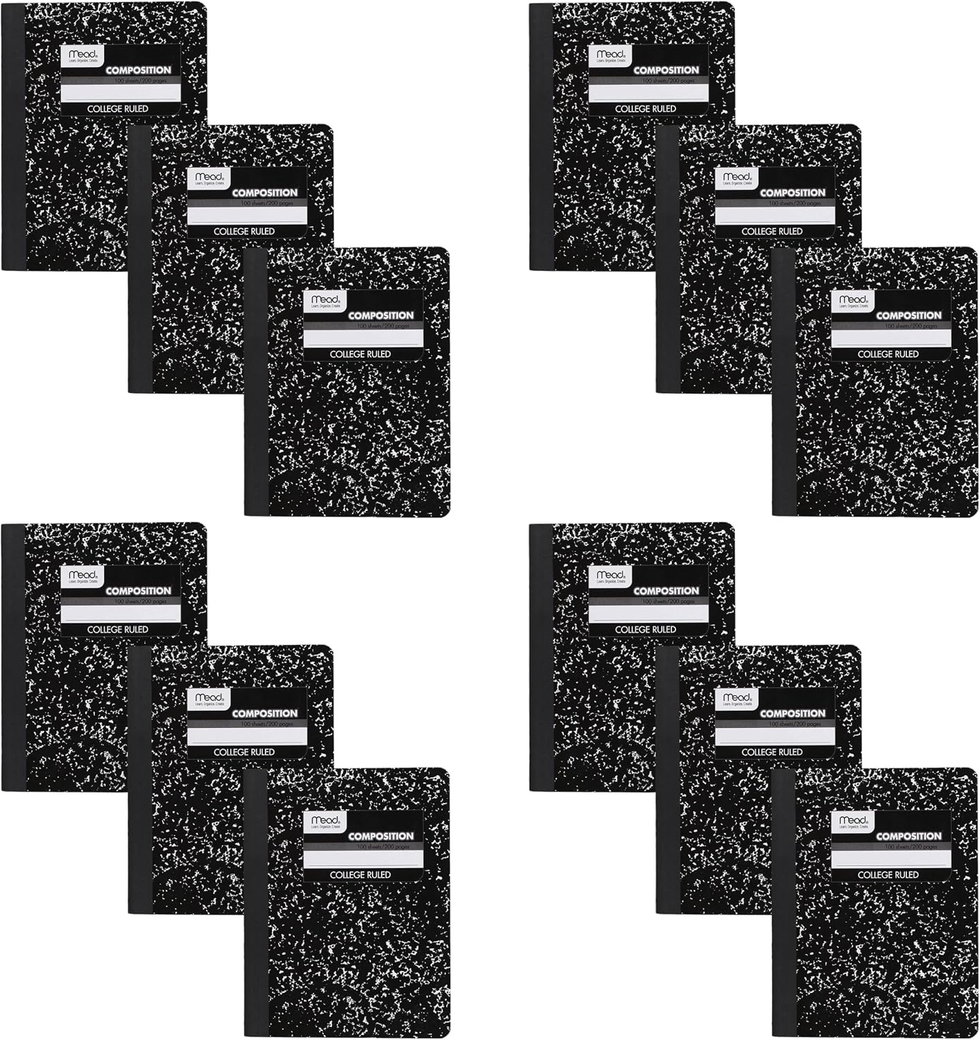 image:imageMead Composition Notebook 3 Pack College Ruled Paper 712 x 934 100 Sheets per Comp Book Black Marble 38111Black
