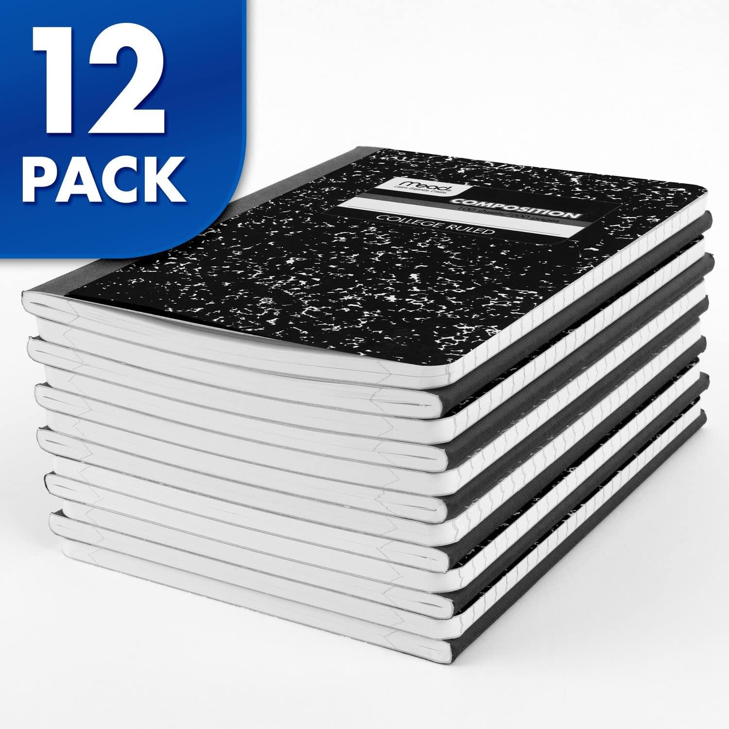 image:imageMead Composition Notebook 3 Pack College Ruled Paper 712 x 934 100 Sheets per Comp Book Black Marble 38111Black