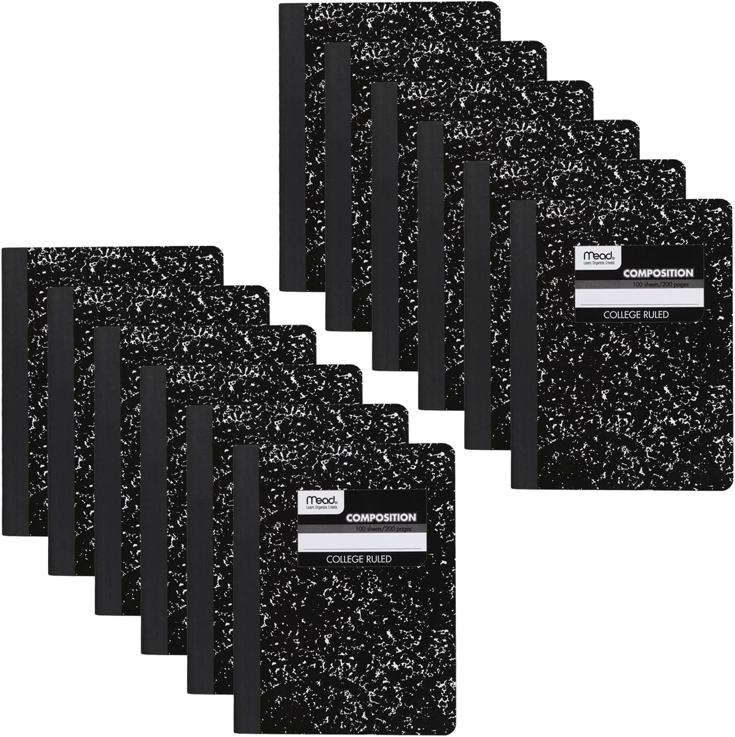 image:imageMead Composition Notebook 3 Pack College Ruled Paper 712 x 934 100 Sheets per Comp Book Black Marble 38111Black