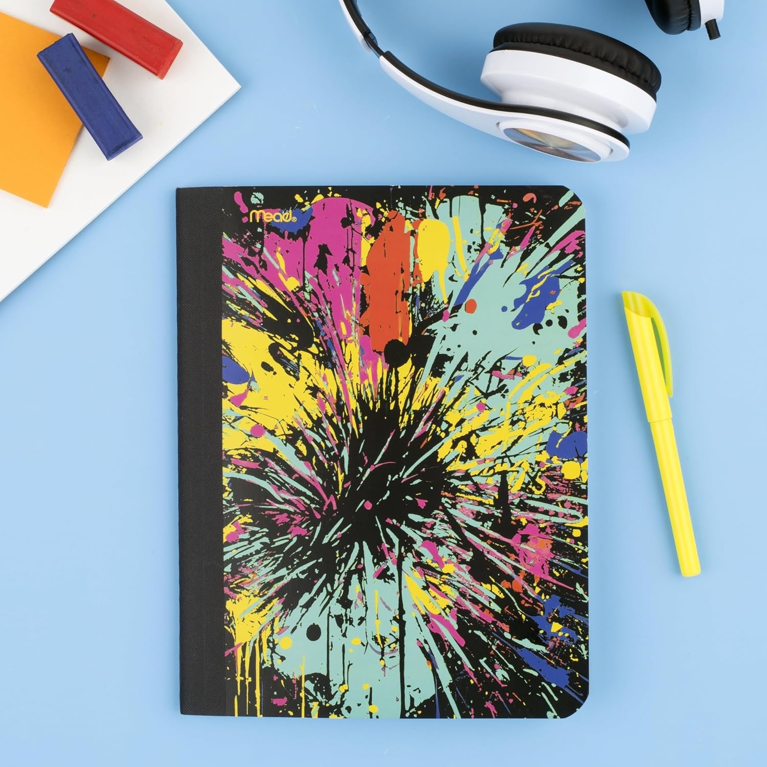 image:imageMead Composition Notebook 3 Pack College Ruled Paper 712 x 934 100 Sheets per Comp Book Black Marble 38111Fireworks