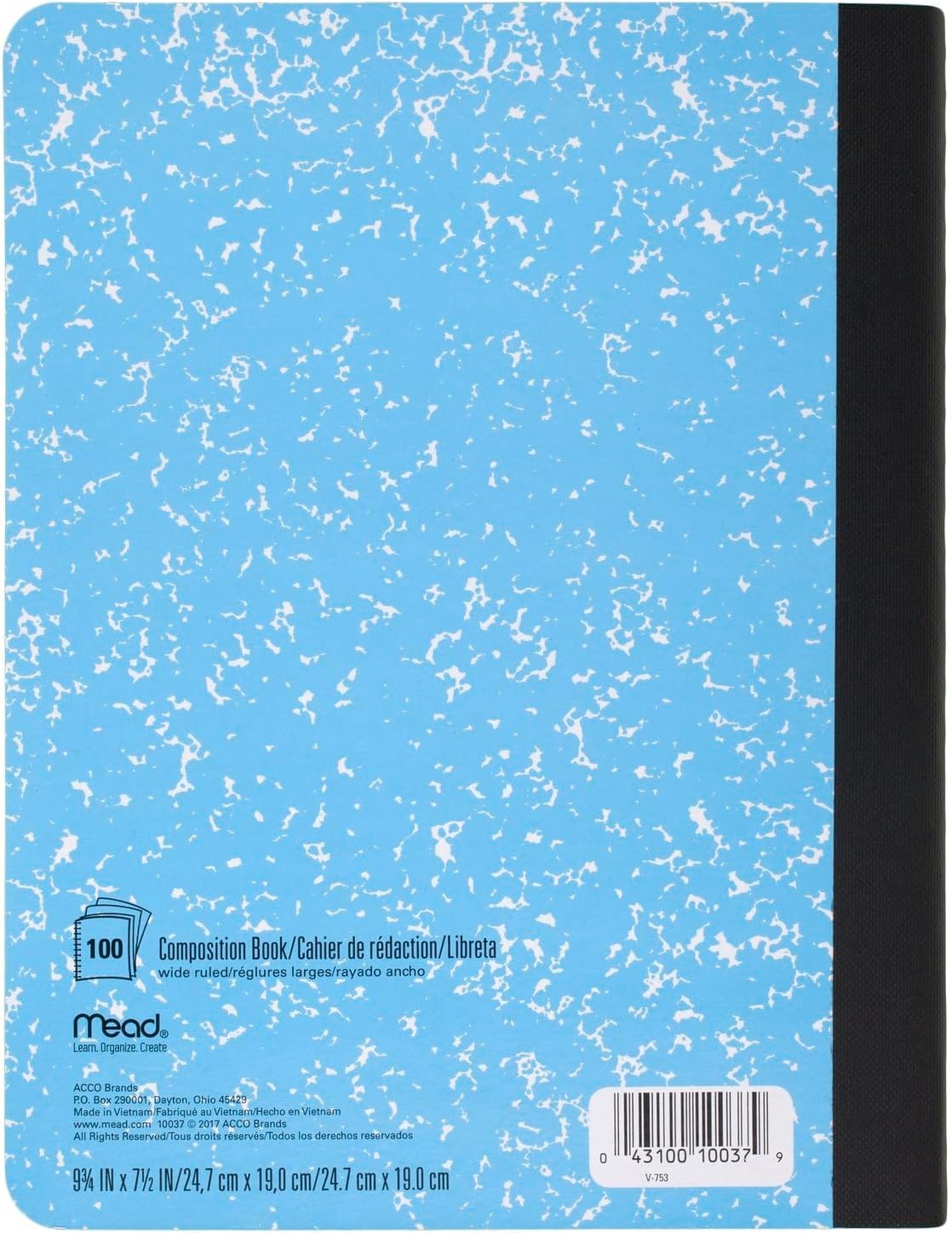 image:imageMead Composition Notebook College Ruled 75 x 975 Paper 100 Sheets Assorted Colors 6 Pack 850106ECMAssorted Bright