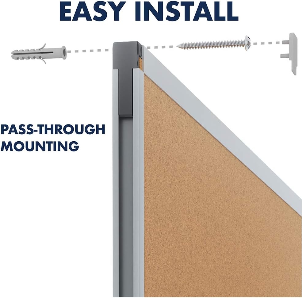 image:imageMead Corkboard 4 x 3 Bulletin Board Aluminum Frame Cork Board 85362Aluminum