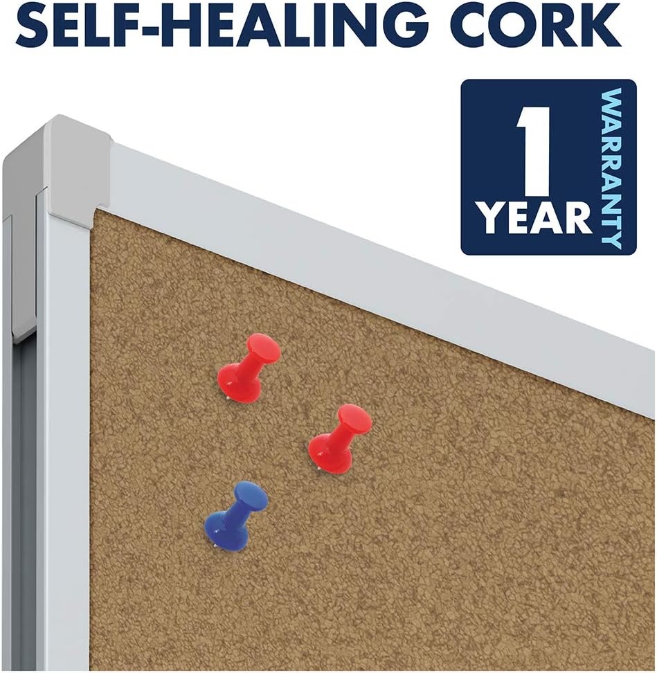 image:imageMead Corkboard 4 x 3 Bulletin Board Aluminum Frame Cork Board 85362Aluminum