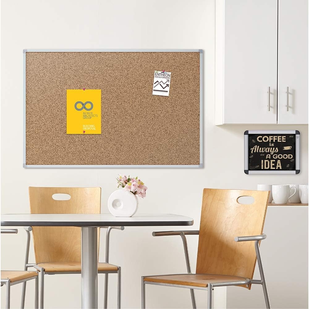 image:imageMead Corkboard 4 x 3 Bulletin Board Aluminum Frame Cork Board 85362Aluminum