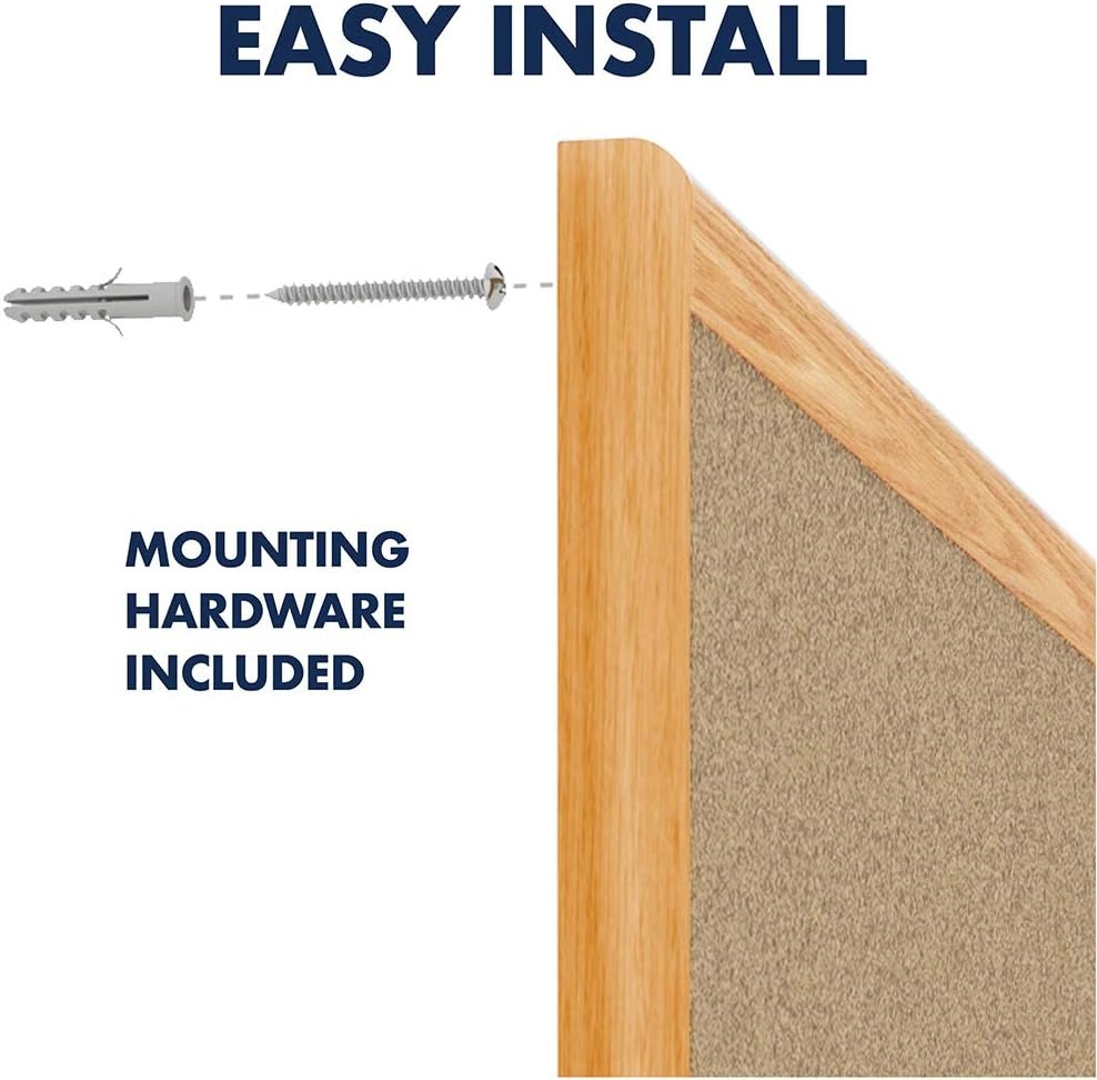 image:imageMead Corkboard 4 x 3 Bulletin Board Aluminum Frame Cork Board 85362Oak
