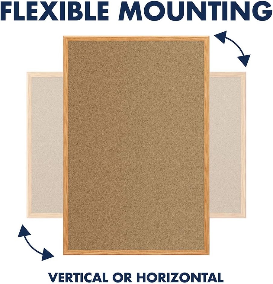 image:imageMead Corkboard 4 x 3 Bulletin Board Aluminum Frame Cork Board 85362Oak