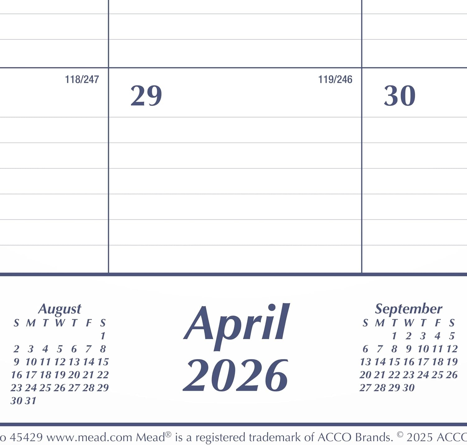 image:imageMead Desk Calendar 20262027 Planning Pad Academic 15Month AprilJune Monthly 1775 x 11 Compact Ruled Daily Block CAM820052134W x 17H