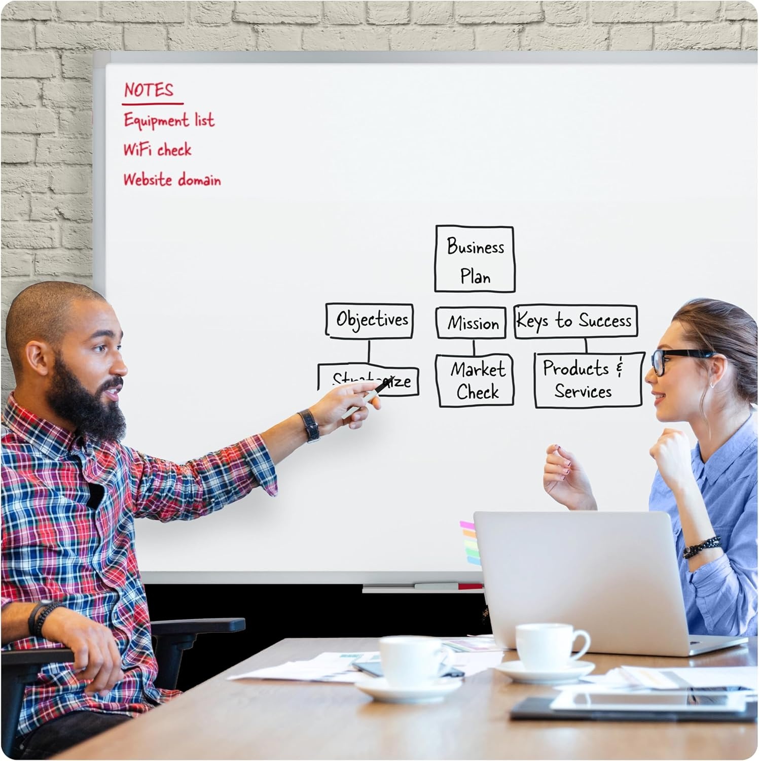 image:imageMead Dry Erase Board 72 x 48 NonMagnetic Whiteboard For Wall 6 x 4 WhiteSilver 85358N24W x 18H