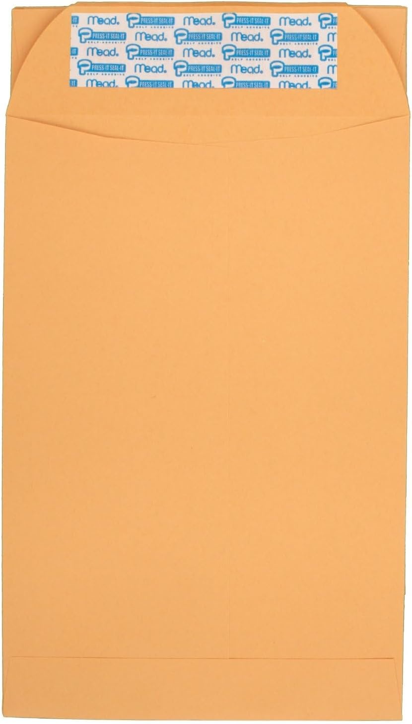 image:imageMead Envelopes Letter Size 6 x 9 PressIt SealIt Self Adhesive Closure Brown Kraft AllPurpose 24lb Paper Mailing Envelopes 30 Count 760846 x 9 30count Pack of 12