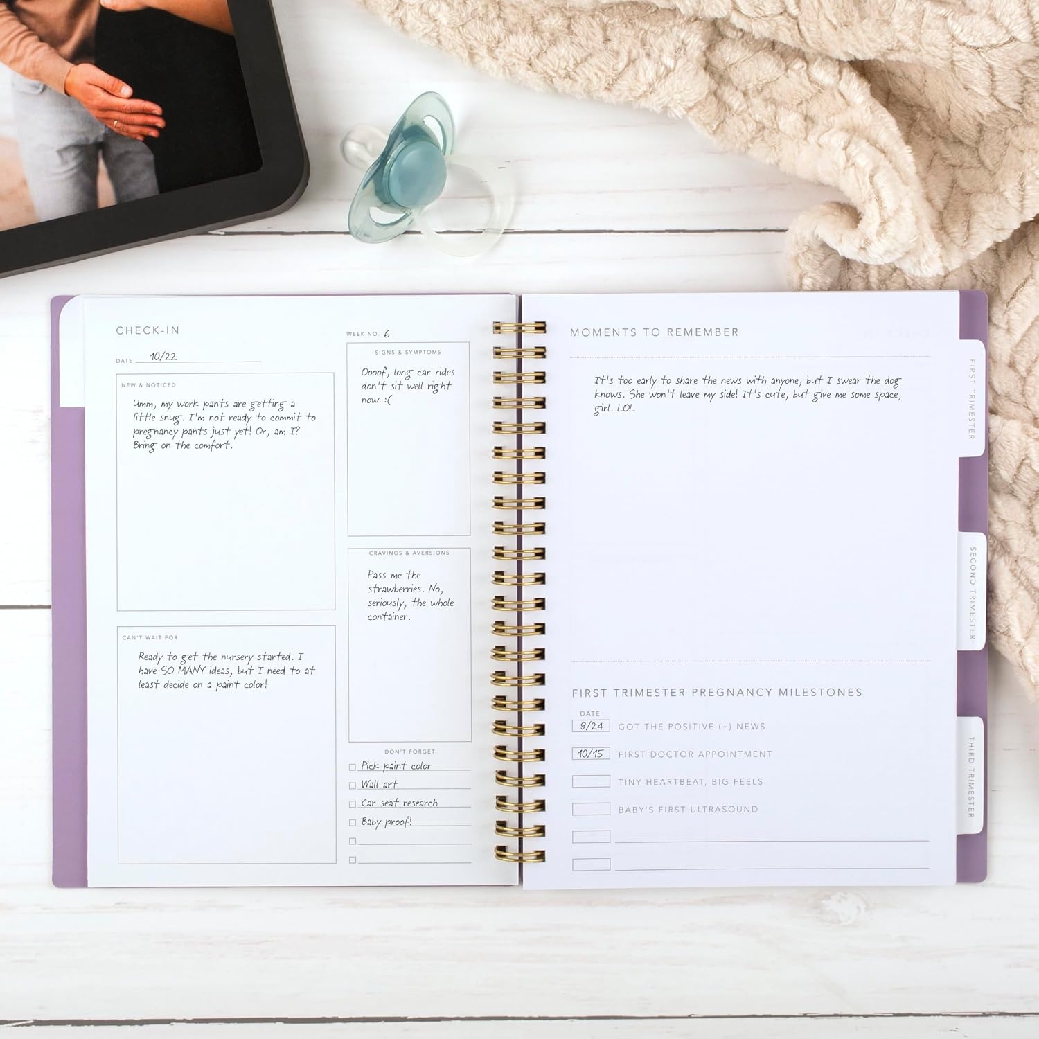 image:imageMead Pet Planner Notebook 6 x 85 160 Pages Vegan Leather Flexible Cover Mead Moments Collection BlueGold XC0070FPregnancy Baby