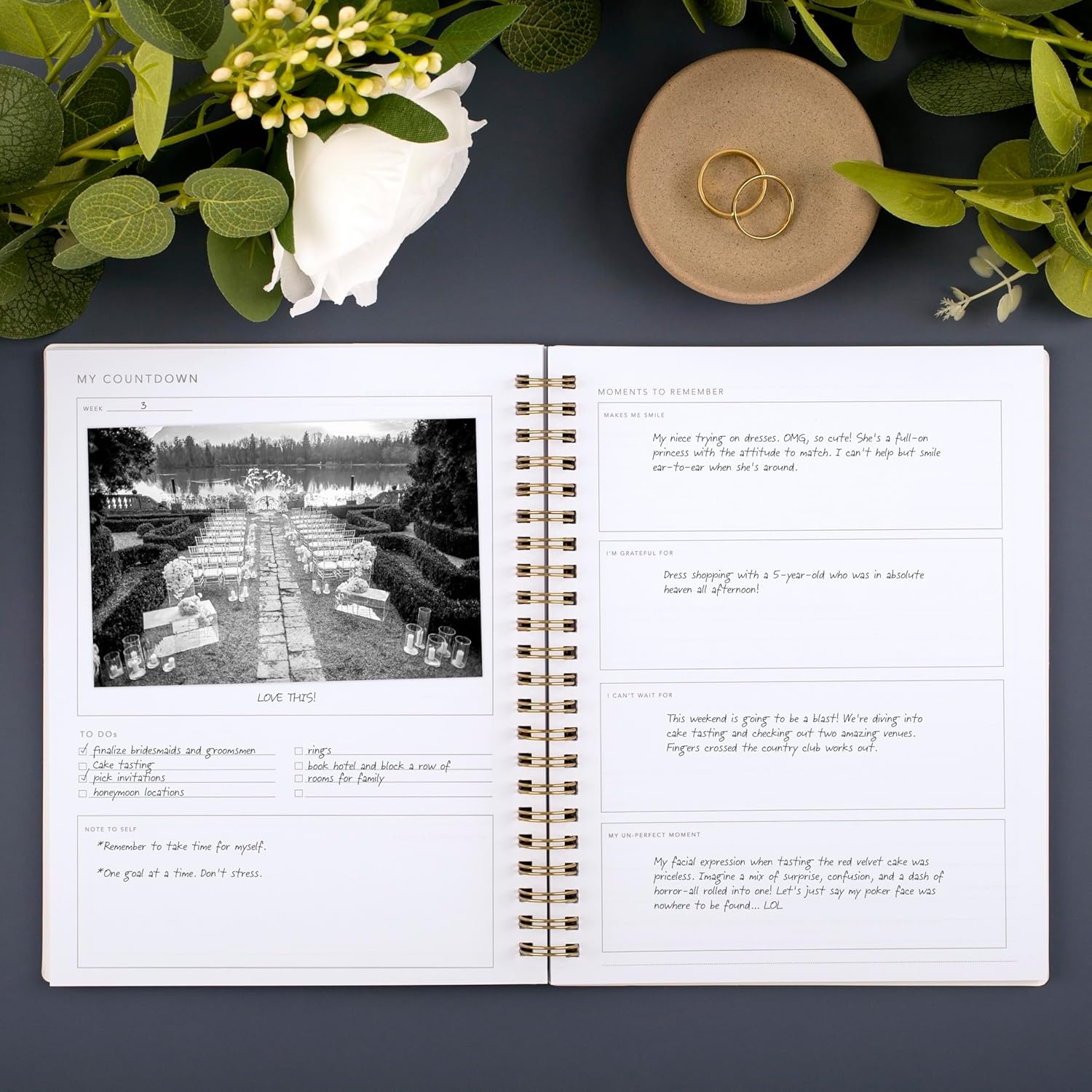 image:imageMead Pet Planner Notebook 6 x 85 160 Pages Vegan Leather Flexible Cover Mead Moments Collection BlueGold XC0070FWedding Marriage