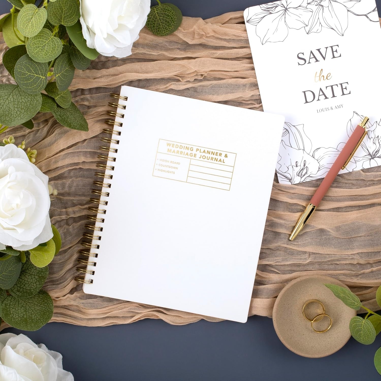 image:imageMead Pet Planner Notebook 6 x 85 160 Pages Vegan Leather Flexible Cover Mead Moments Collection BlueGold XC0070FWedding Marriage