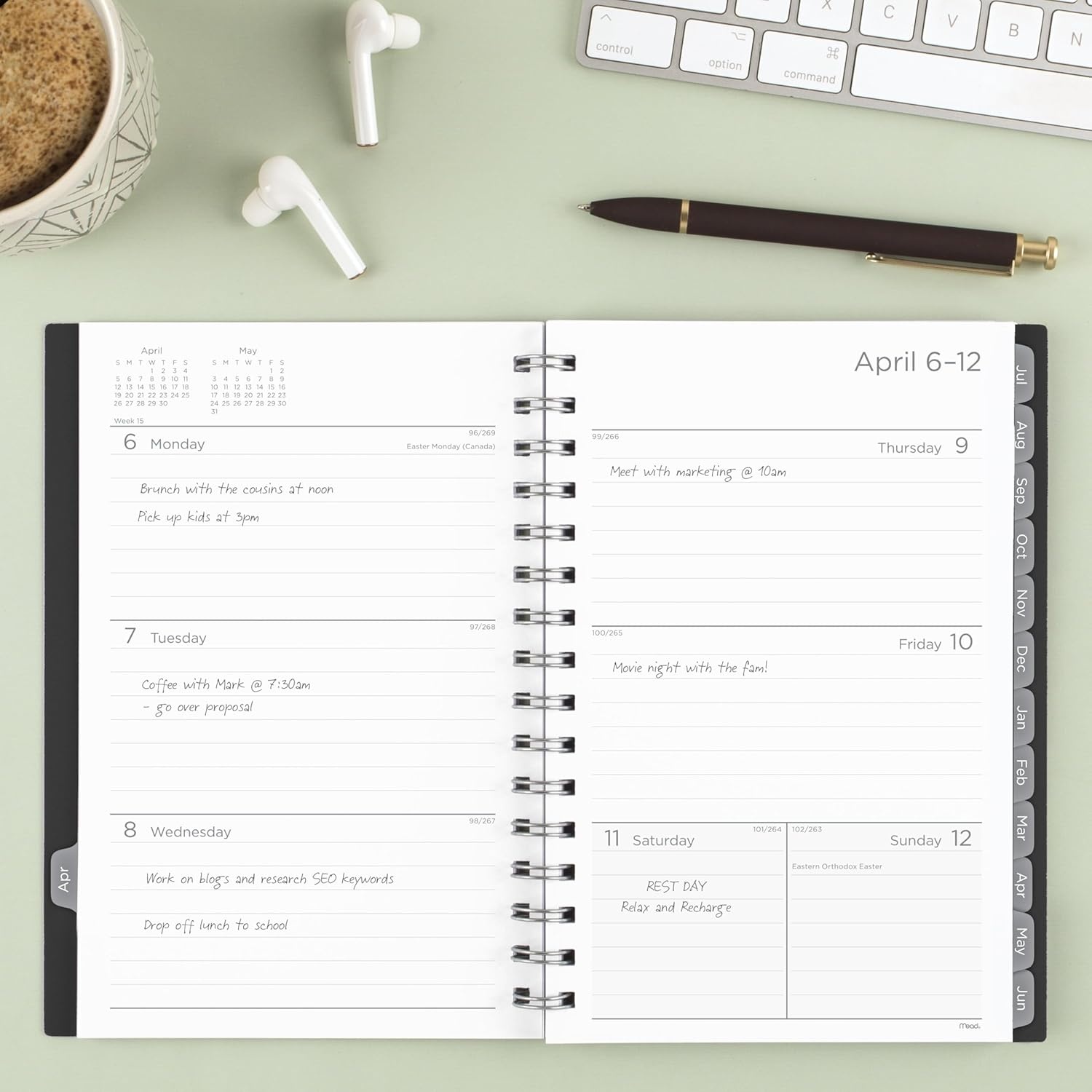 image:imageMead Planner 20262027 Weekly amp Monthly Academic 15Month AprilJune 55 x 85 Composure Blue CAW42020Black