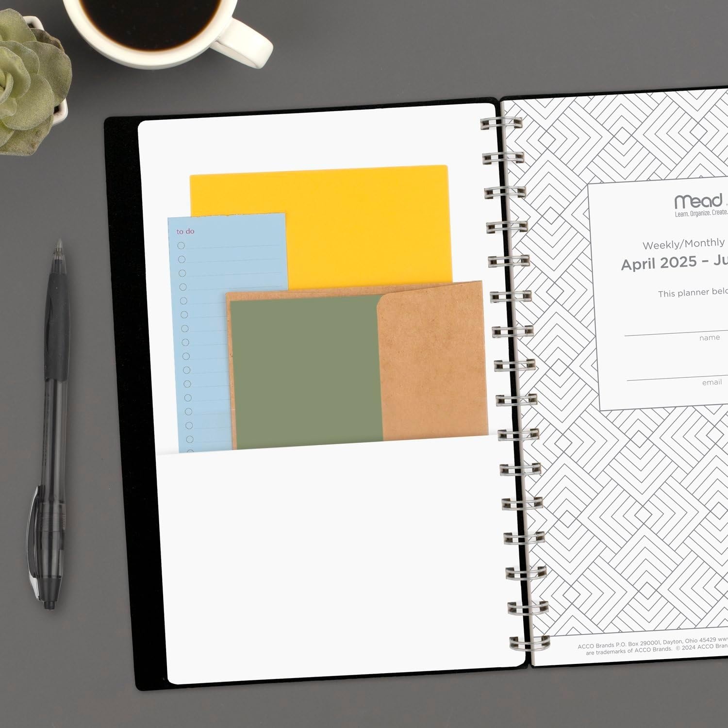 image:imageMead Planner 20262027 Weekly amp Monthly Academic 15Month AprilJune 55 x 85 Composure Blue CAW42020Black