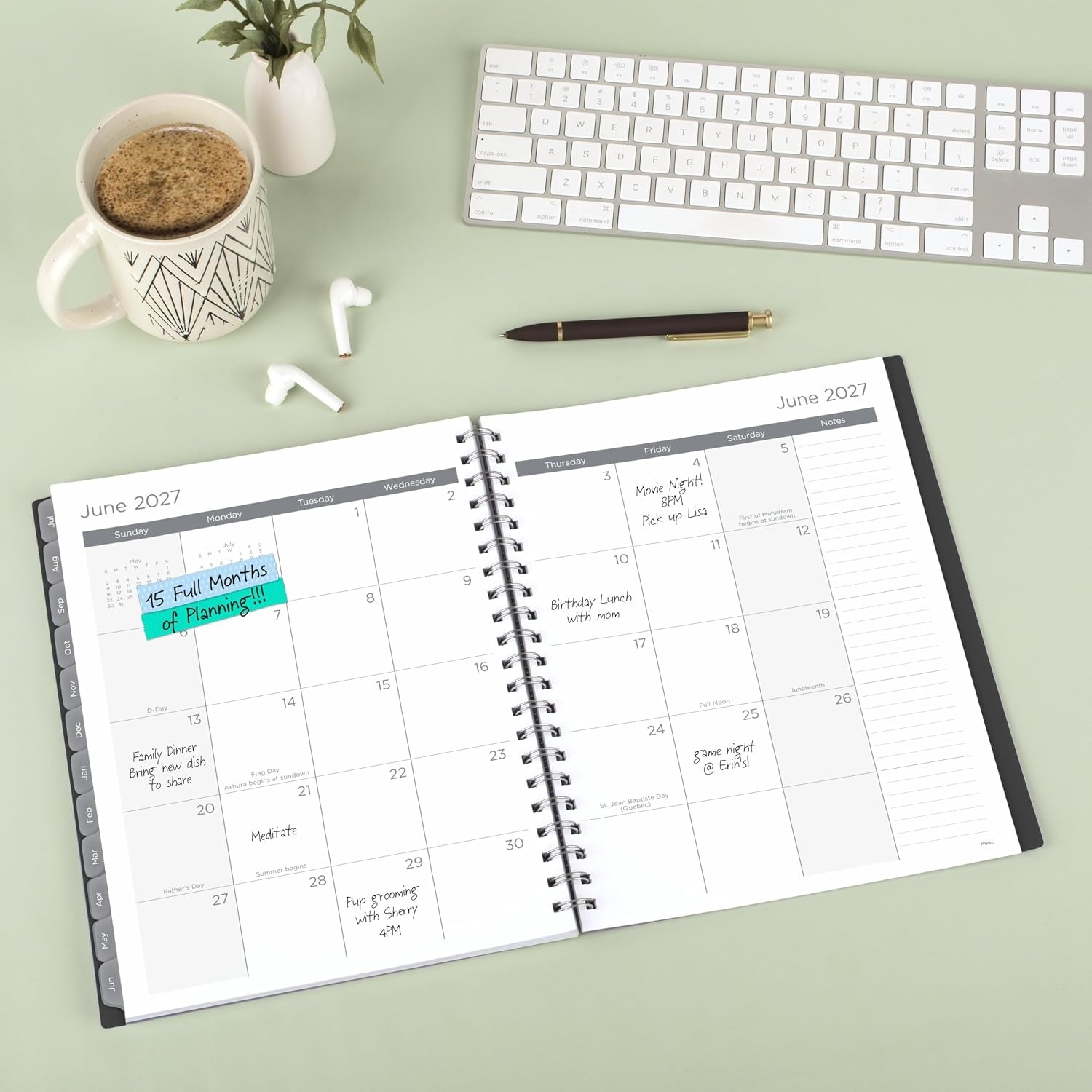 image:imageMead Planner 20262027 Weekly amp Monthly Academic 15Month AprilJune 55 x 85 Composure Blue CAW42020Black