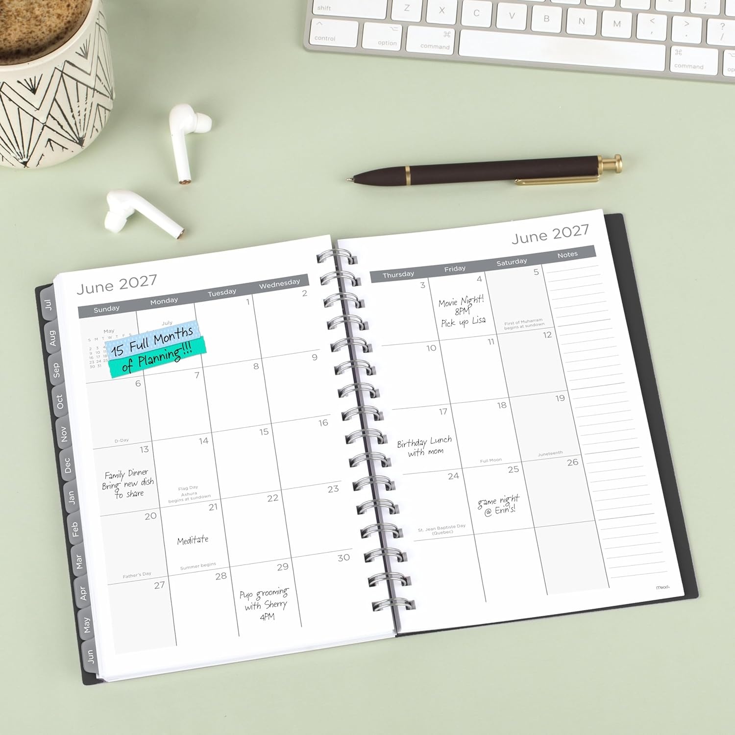 image:imageMead Planner 20262027 Weekly amp Monthly Academic 15Month AprilJune 55 x 85 Composure Blue CAW42020Black