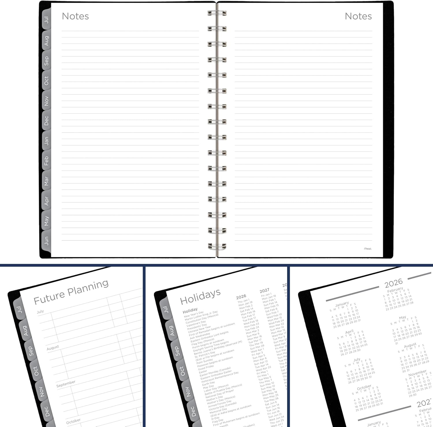 image:imageMead Planner 20262027 Weekly amp Monthly Academic 15Month AprilJune 55 x 85 Composure Blue CAW42020Black
