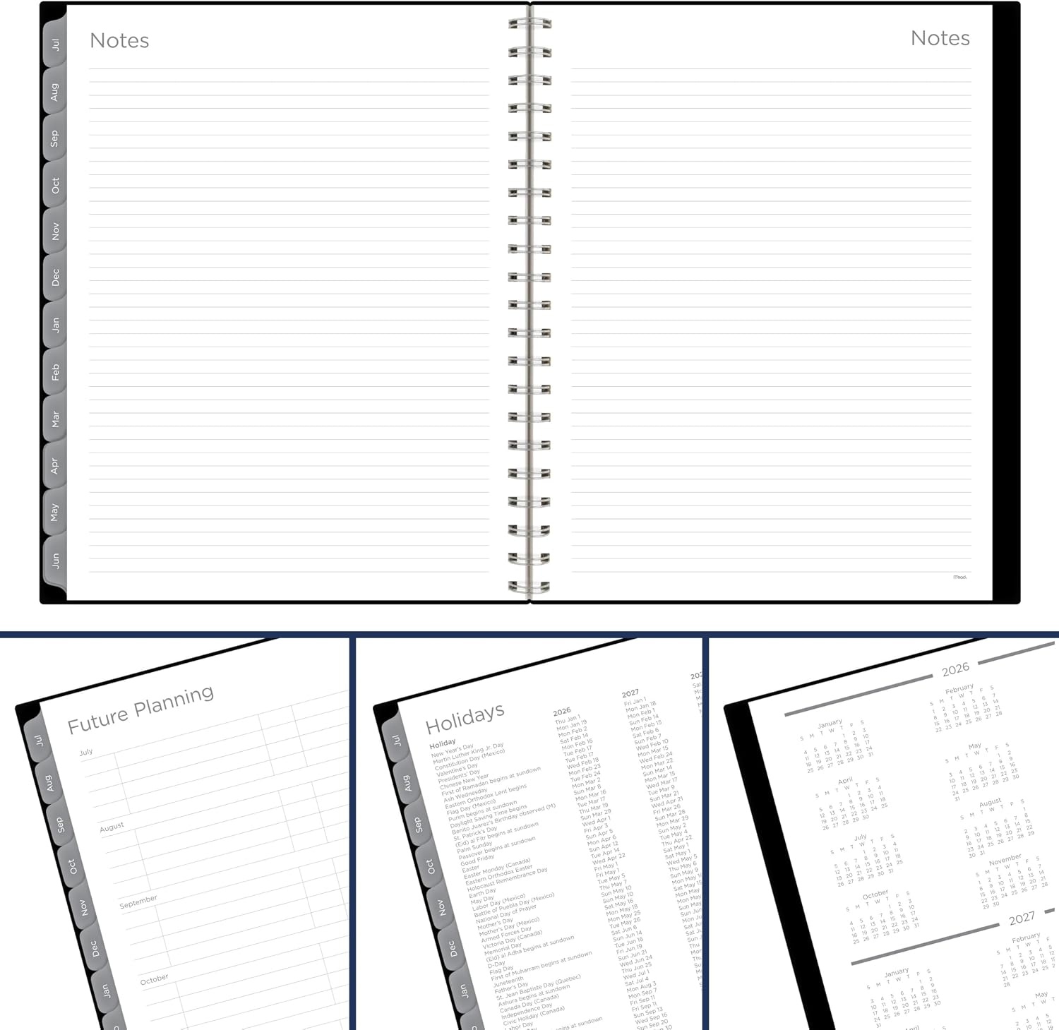 image:imageMead Planner 20262027 Weekly amp Monthly Academic 15Month AprilJune 55 x 85 Composure Blue CAW42020Black