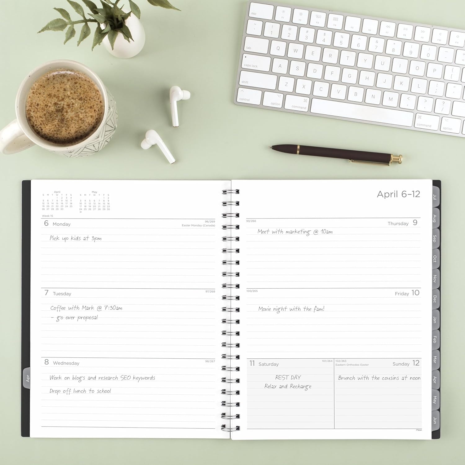 image:imageMead Planner 20262027 Weekly amp Monthly Academic 15Month AprilJune 55 x 85 Composure Blue CAW42020Black