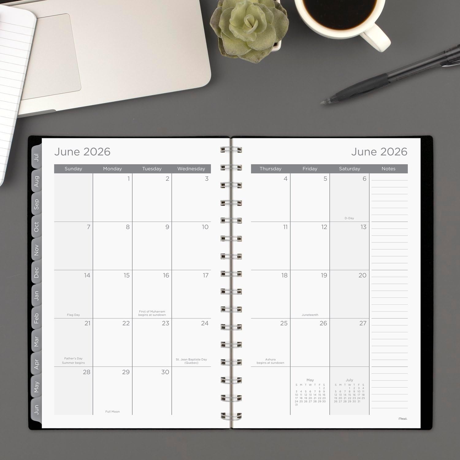 image:imageMead Planner 20262027 Weekly amp Monthly Academic 15Month AprilJune 55 x 85 Composure Blue CAW42020Black
