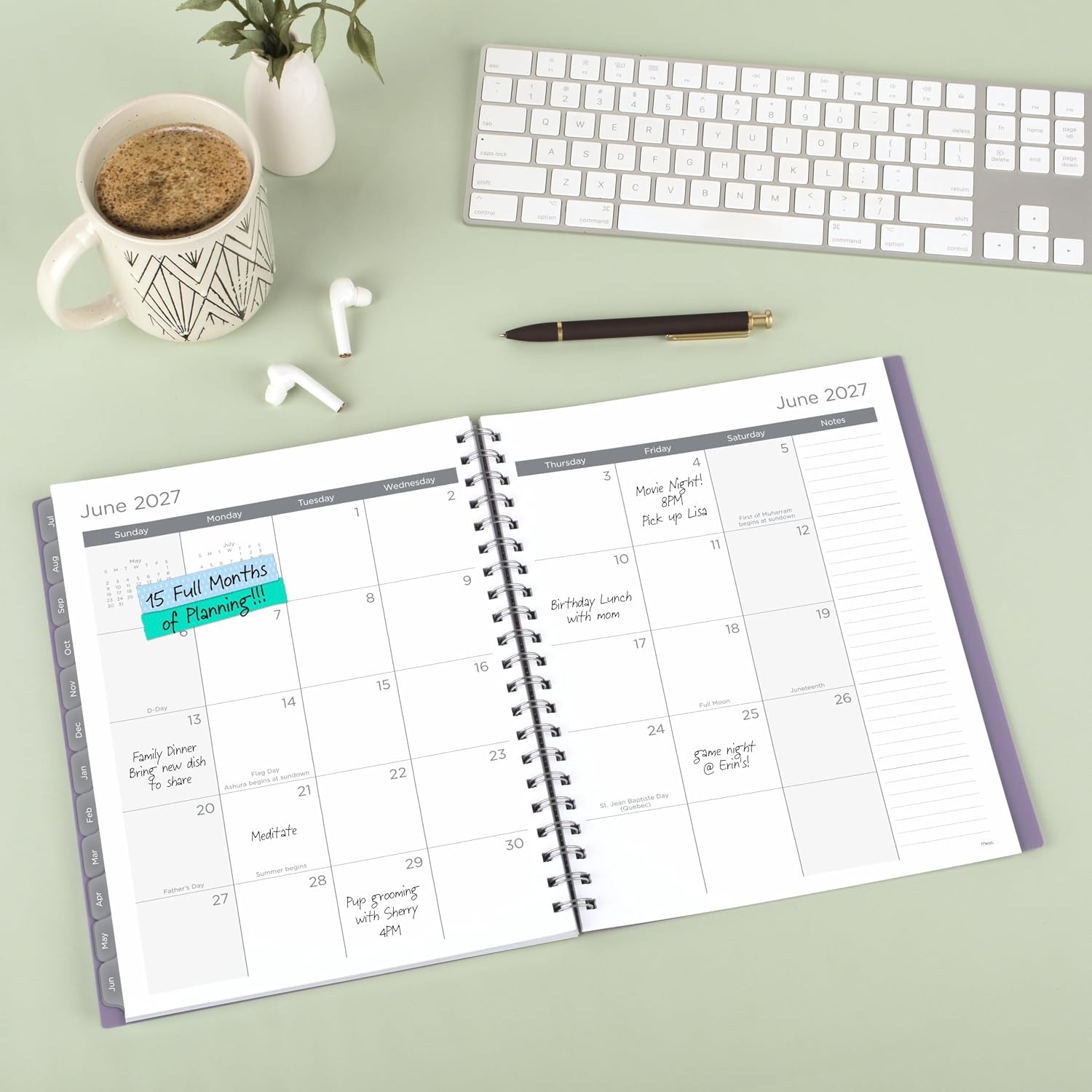 image:imageMead Planner 20262027 Weekly amp Monthly Academic 15Month AprilJune 55 x 85 Composure Blue CAW42020Lilac