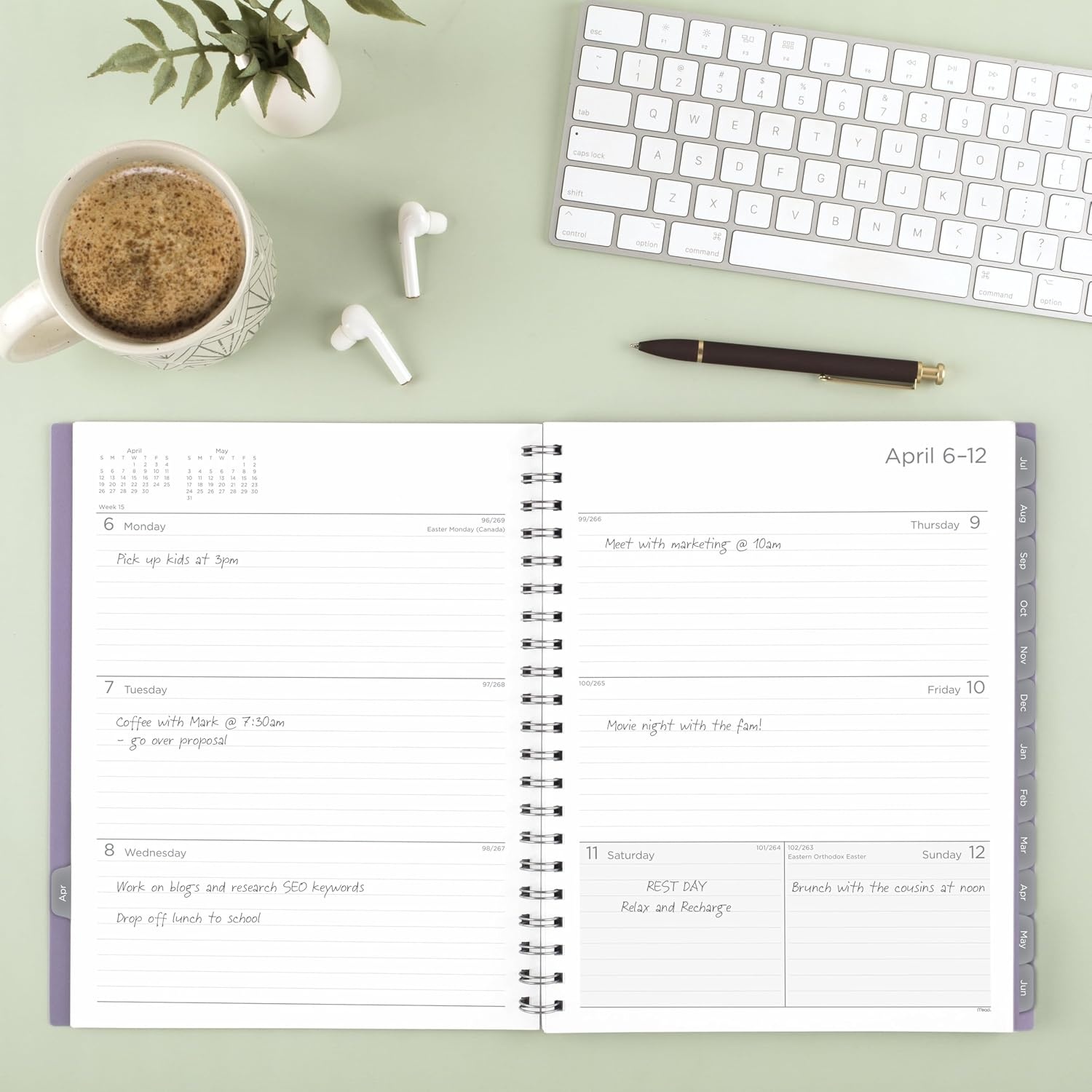 image:imageMead Planner 20262027 Weekly amp Monthly Academic 15Month AprilJune 55 x 85 Composure Blue CAW42020Lilac