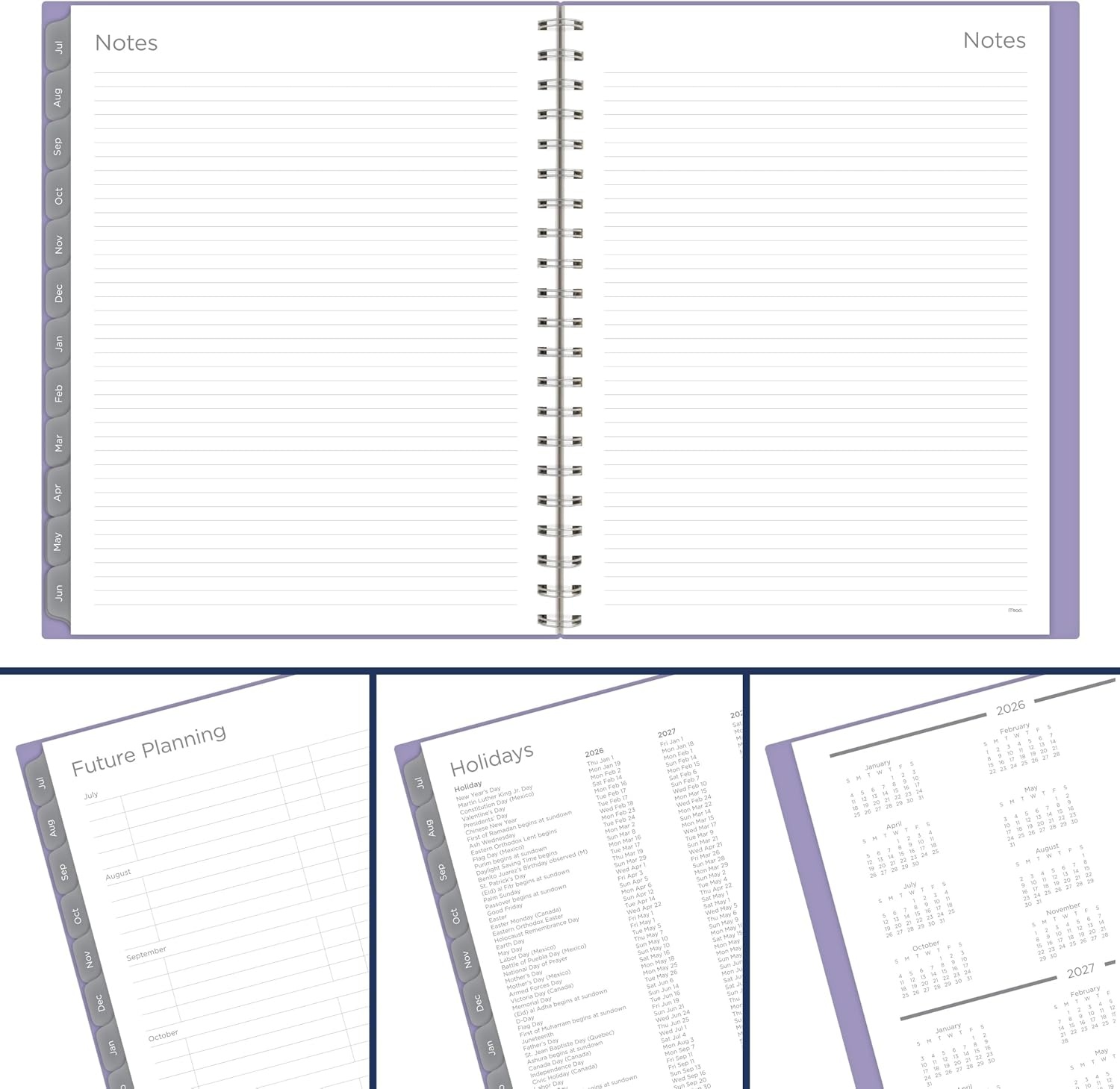 image:imageMead Planner 20262027 Weekly amp Monthly Academic 15Month AprilJune 55 x 85 Composure Blue CAW42020Lilac