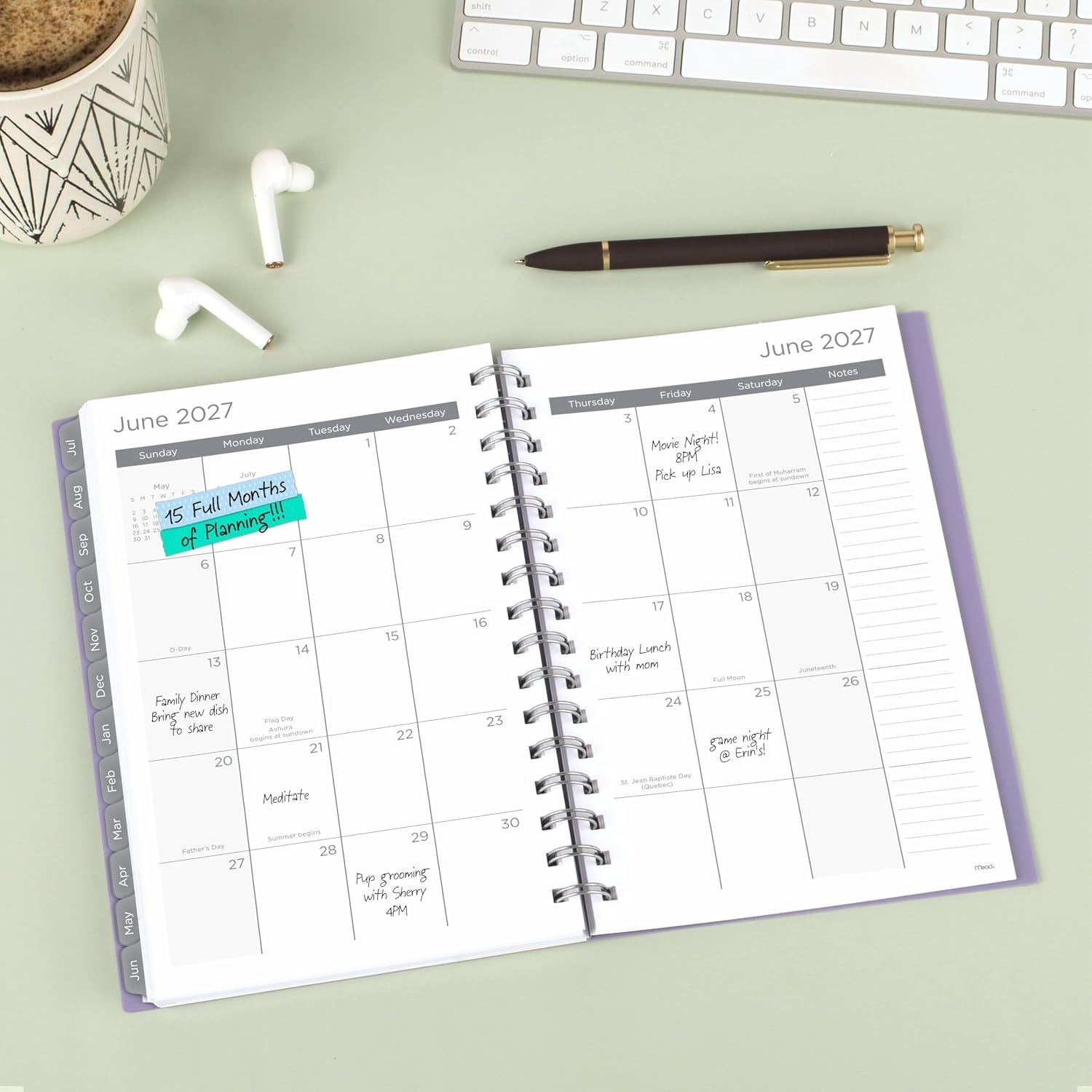 image:imageMead Planner 20262027 Weekly amp Monthly Academic 15Month AprilJune 55 x 85 Composure Blue CAW42020Lilac