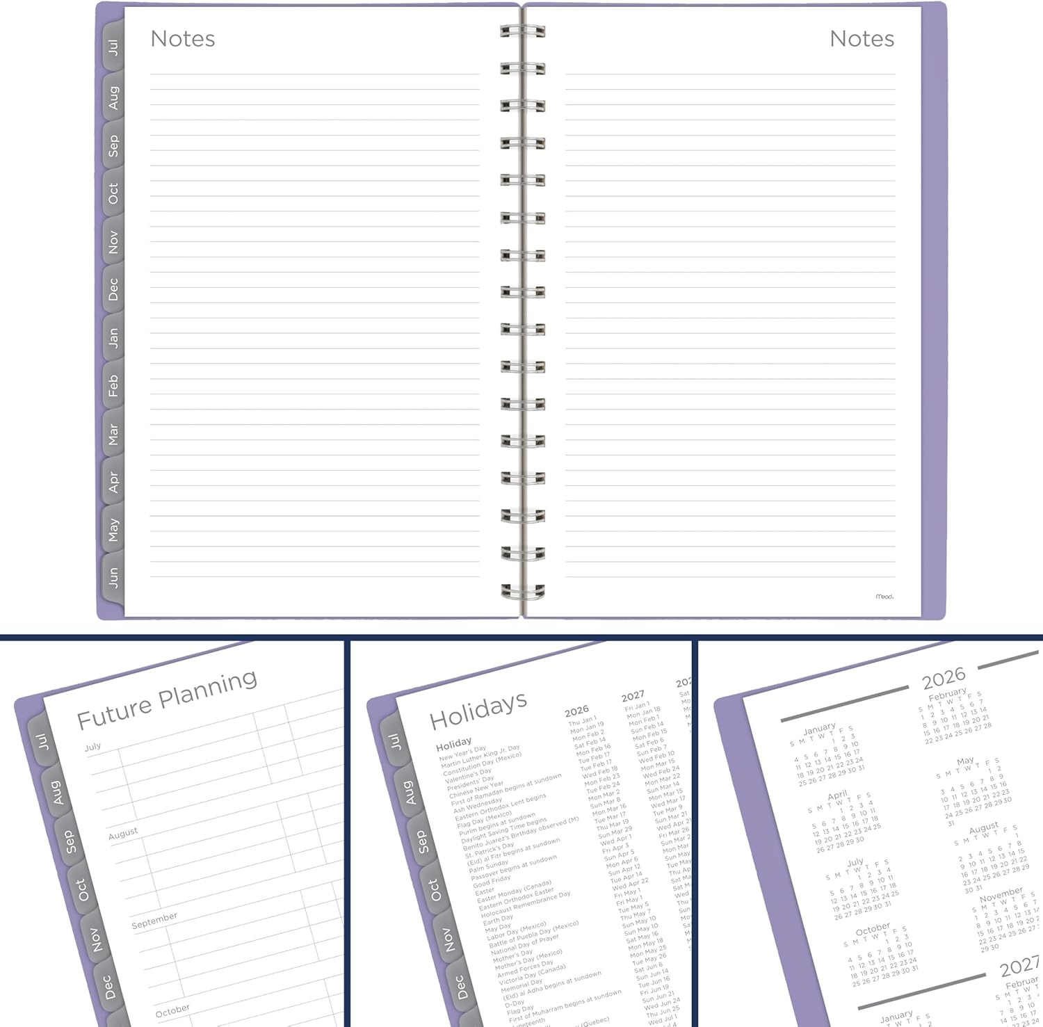 image:imageMead Planner 20262027 Weekly amp Monthly Academic 15Month AprilJune 55 x 85 Composure Blue CAW42020Lilac
