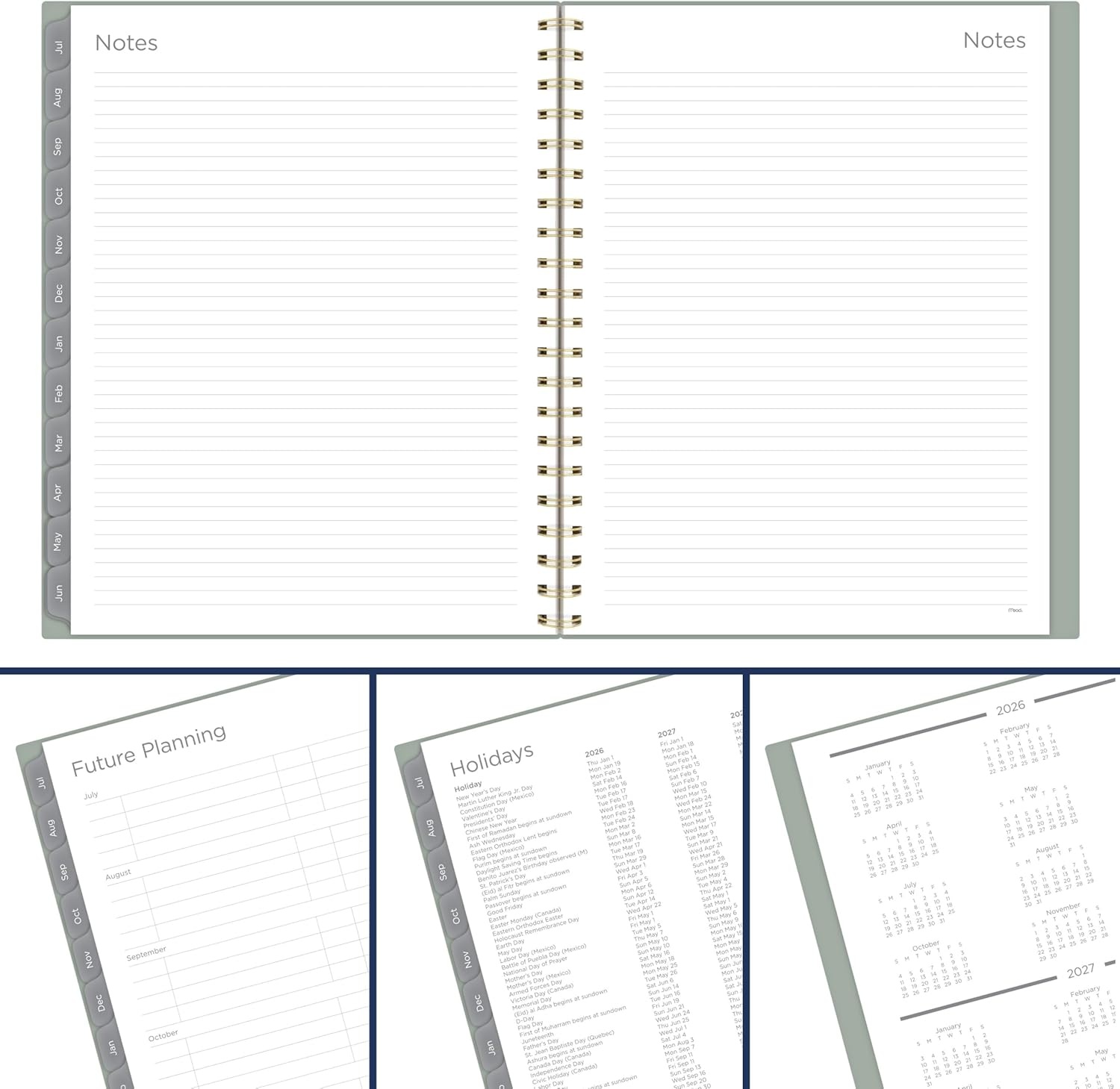 image:imageMead Planner 20262027 Weekly amp Monthly Academic 15Month AprilJune 55 x 85 Composure Blue CAW42020Soft Grass