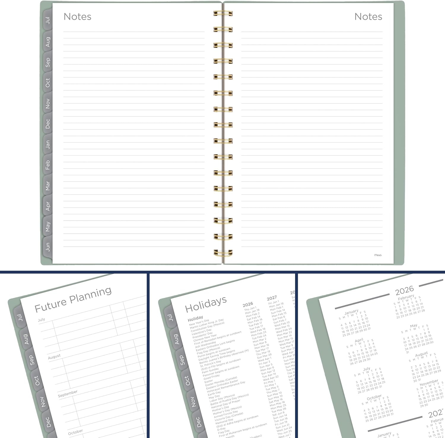 image:imageMead Planner 20262027 Weekly amp Monthly Academic 15Month AprilJune 55 x 85 Composure Blue CAW42020Soft Grass
