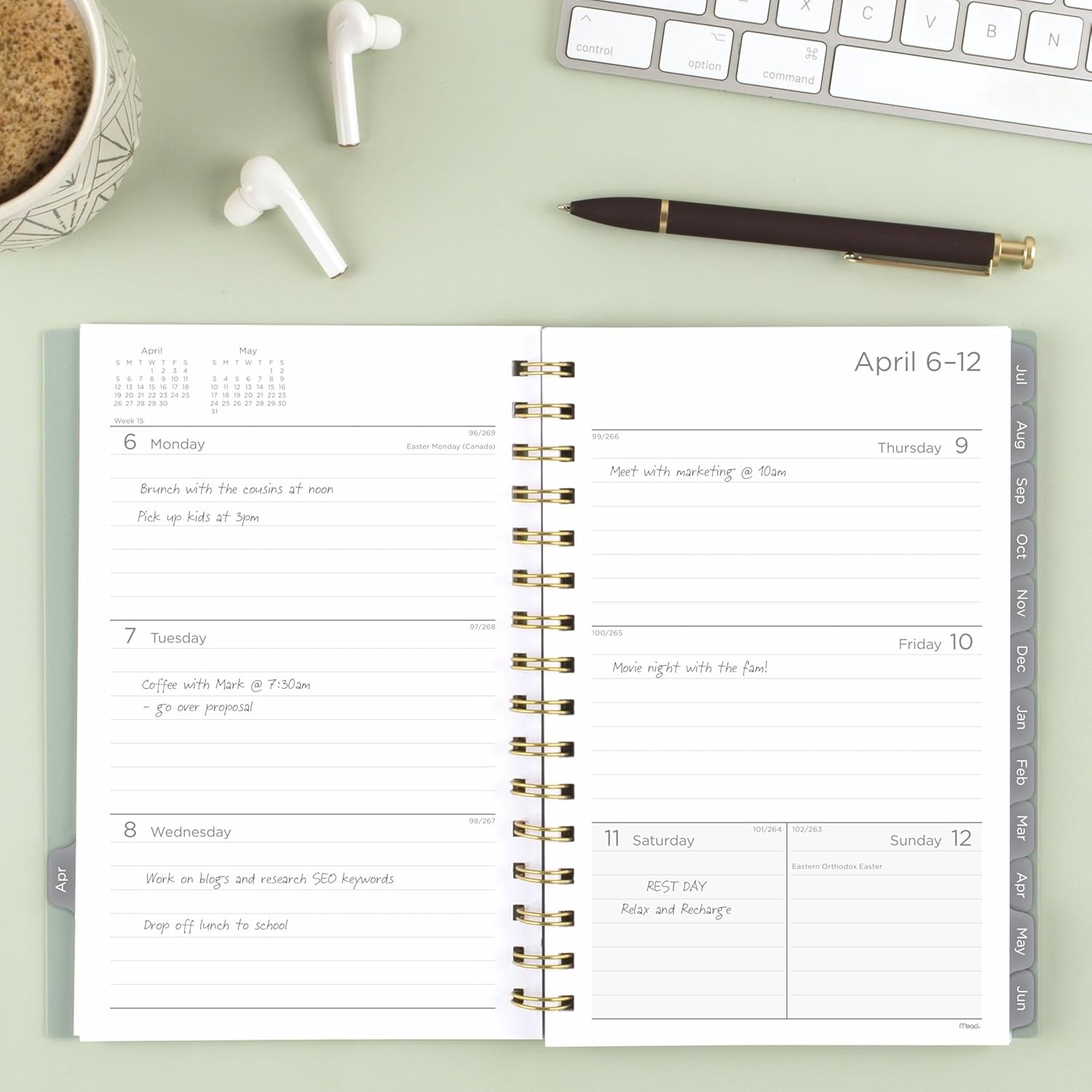 image:imageMead Planner 20262027 Weekly amp Monthly Academic 15Month AprilJune 55 x 85 Composure Blue CAW42020Soft Grass