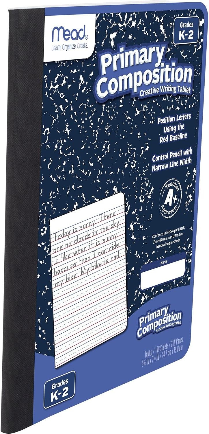 image:imageMead Primary Composition Book 4 Pack Primary Ruled Journal Grades K2 712 x 934 100 Sheets per Comp Book Assorted Colors 610053ECMGrades K2