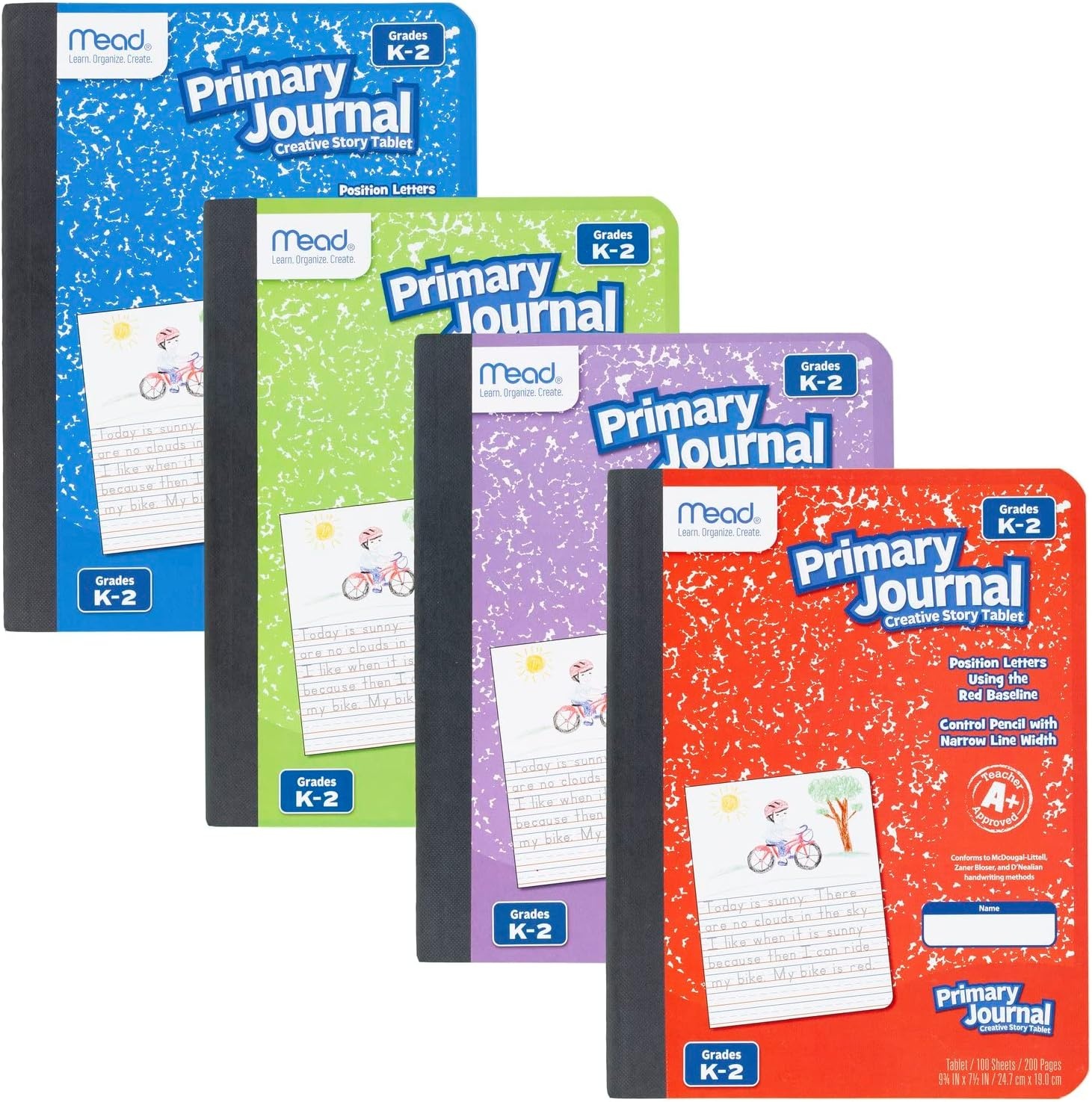 image:imageMead Primary Journal Creative Story Tablet Composition Notebook 75 x 975 Grades K2 100 Sheets 12 Pack Assorted Colors 610052ECM