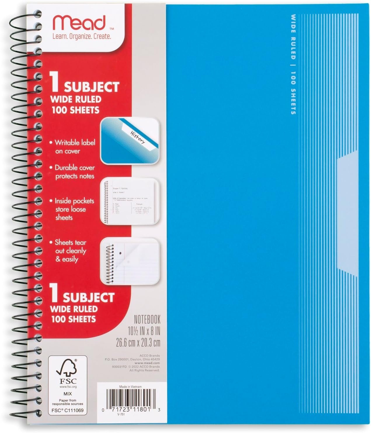 image:imageMead Spiral Notebook 1 Subject Wide Ruled Paper Plastic Cover 8 x 1012 100 Sheets Pastel Lilac 930092DAssorted