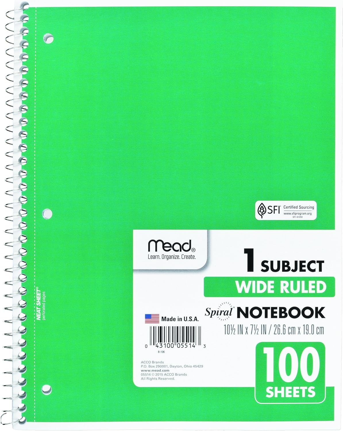 image:imageMead Spiral Notebook 4 Pack 1 Subject Wide Ruled Paper 712 x 1012 70 Sheets per Notebook Colors Will Vary 930200ECM25Color Selected For You
