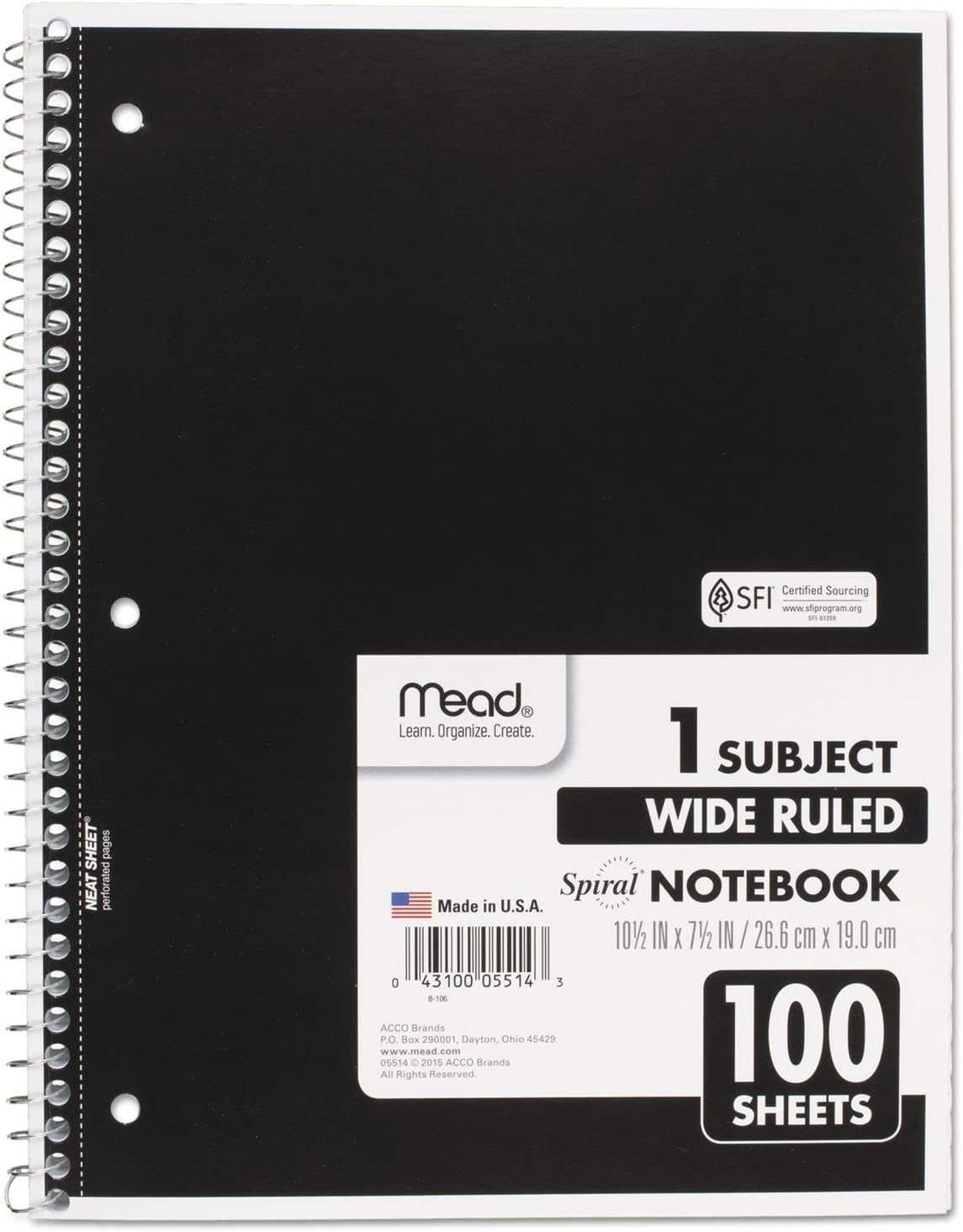 image:imageMead Spiral Notebook 4 Pack 1 Subject Wide Ruled Paper 712 x 1012 70 Sheets per Notebook Colors Will Vary 930200ECM25Color Selected For You