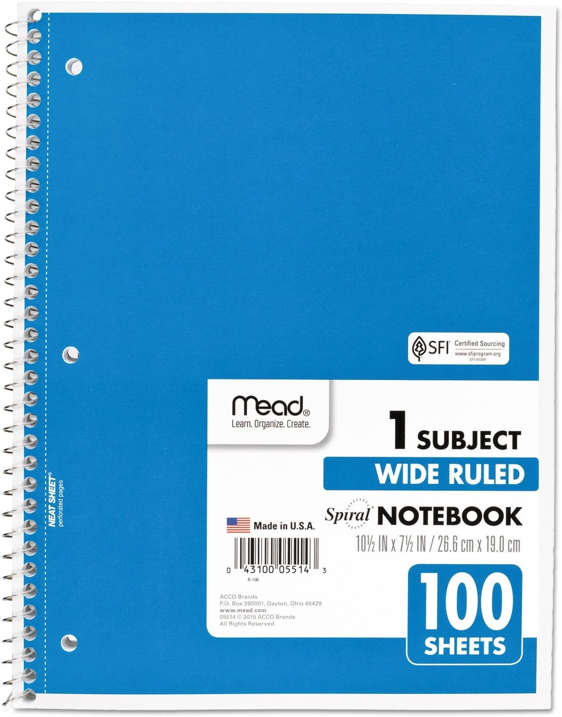 image:imageMead Spiral Notebook 4 Pack 1 Subject Wide Ruled Paper 712 x 1012 70 Sheets per Notebook Colors Will Vary 930200ECM25Color Selected For You