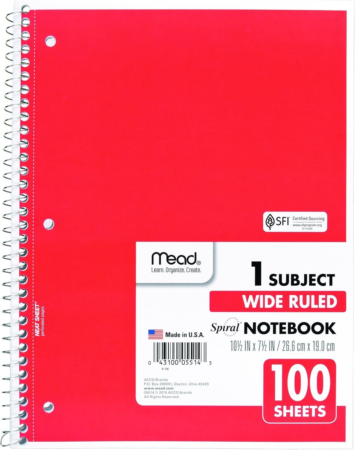 image:imageMead Spiral Notebook 4 Pack 1 Subject Wide Ruled Paper 712 x 1012 70 Sheets per Notebook Colors Will Vary 930200ECM25Color Selected For You